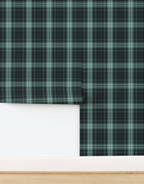 Dress Gordon Scottish Tartan in Dark Teal and Aqua Blue Wallpaper