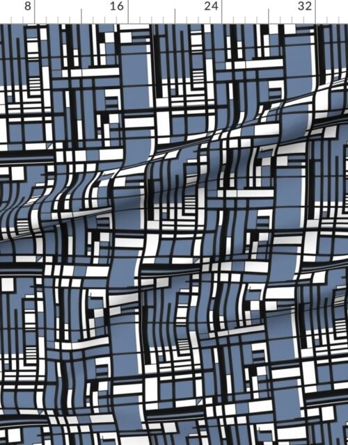 Slate Blue Modernist City Blocks Geometric Pattern