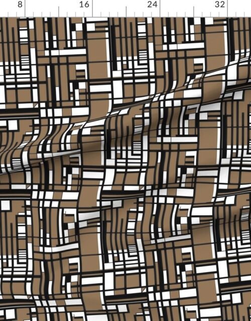 Taupe Brown Modernist City Blocks Geometric Pattern