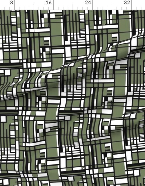 Sage Green Modernist City Blocks Geometric Pattern