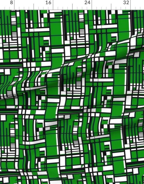 Fabric in Bright kelly green blocks energize this bold geometric grid design with cri Fabric