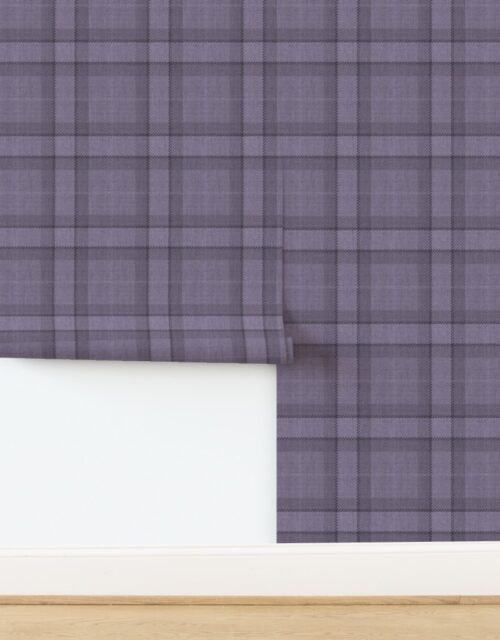 Muted Dusty Plum and Lavender Heritage Plaid Fabric Wallpaper