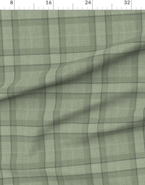 Fabric in Sage Green and Soft Olive Tartan Wool-Style Plaid Fabric Fabric