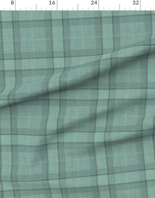 Fabric in Dusty Teal and Misty Aqua Wool-Texture Tartan Plaid Fabric Fabric