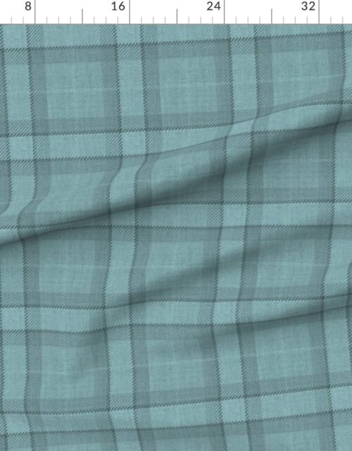 Fabric in Arctic Blue and Cool Slate Wool-Style Tartan Plaid Fabric Fabric