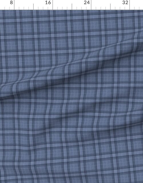 Fabric in Mid Denim Blue Farmhouse Checkered Cowboy Plaid Fabric Fabric