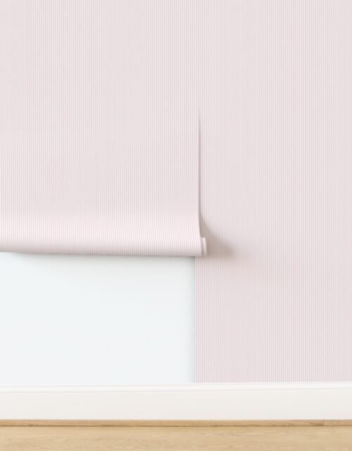 Soft Blush Pink Pinstripe in an English Country Garden Wallpaper