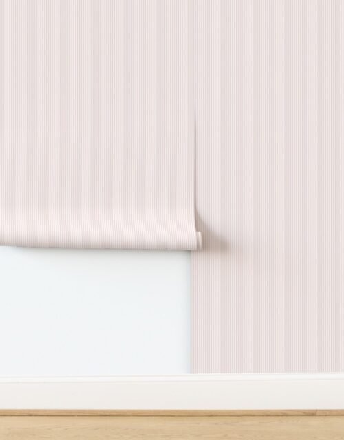 Powder Pink Pinstripe in an English Country Garden Wallpaper