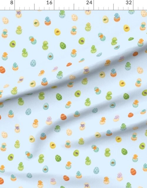 Fabric in Easter Dino Eggs Watercolor Pattern on Soft Blue
