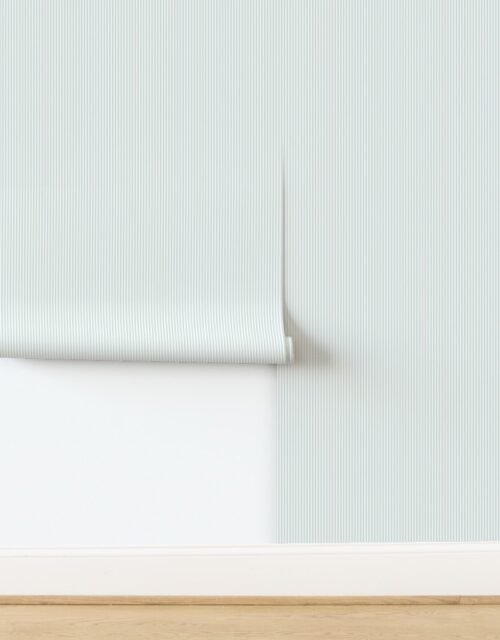 Soft Sage Green Pinstripe in an English Country Garden Wallpaper