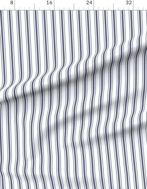Fabric in Mattress Ticking Stripe in Deep Midnight Blue Fabric