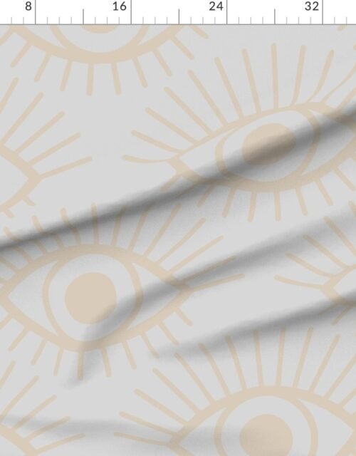 Fabric in Mystical Eye Symbol in Warm Beige and Light Dove Grey Narrow Spaced Fabric