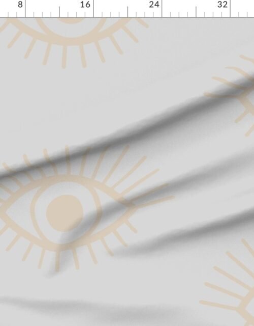 Fabric in Mystical Eye Symbol in Warm Beige and Light Dove Grey Narrow Spaced Fabric