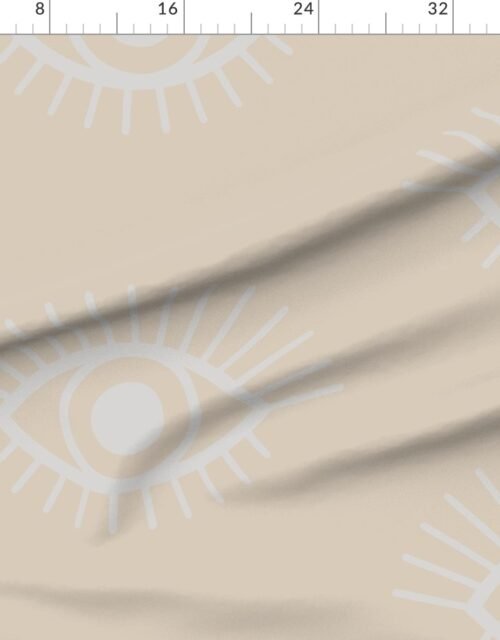 Fabric in Mystical Eye Symbol in Warm Beige and Light Dove Grey Narrow Spcaed Fabric