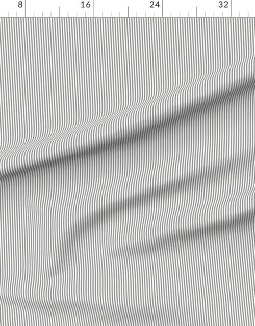 Fabric in Thin Grey Flannel Stripe with White Pinstripes Dad Edit Fabric