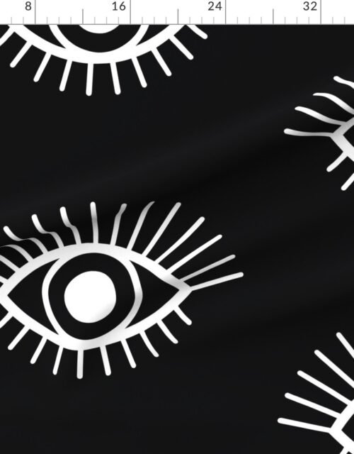 Fabric in Spaced Mystical Eye Symbols in Black and White Fabric