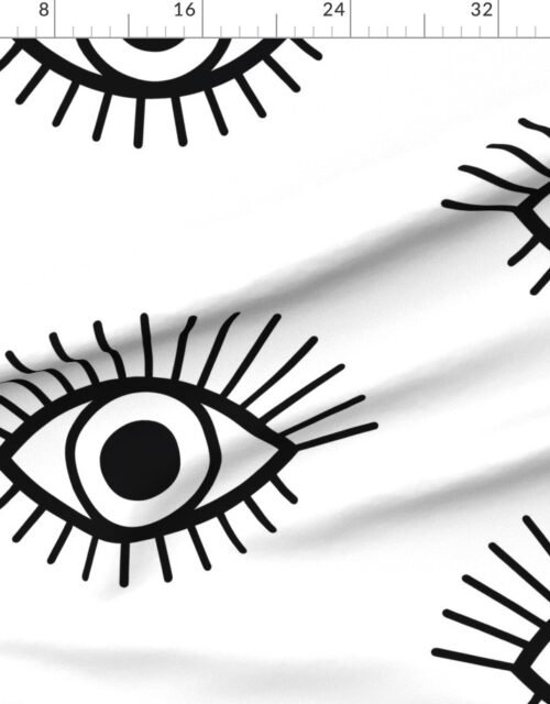 Fabric in Spaced Mystical Eye Symbols in Black and White Fabric