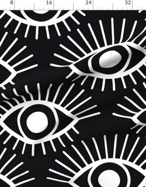 Fabric in Mystical Eye Symbol in Classic Black and White Fabric