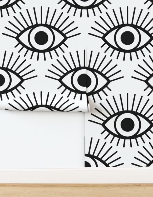 Mystical Eye Symbol in Classic Black and White Wallpaper