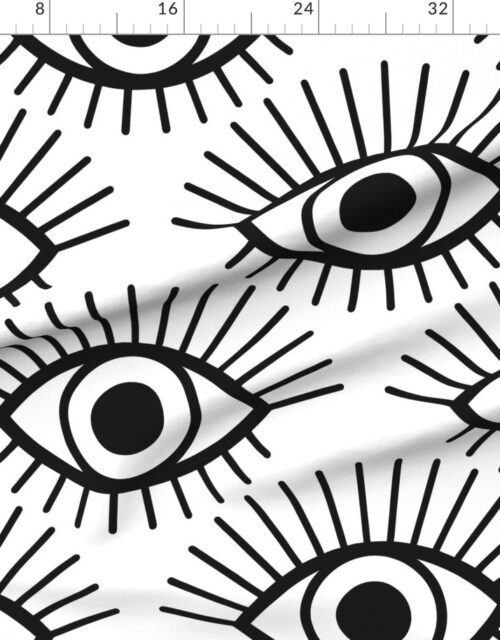Fabric in Mystical Eye Symbol in Classic Black and White Fabric