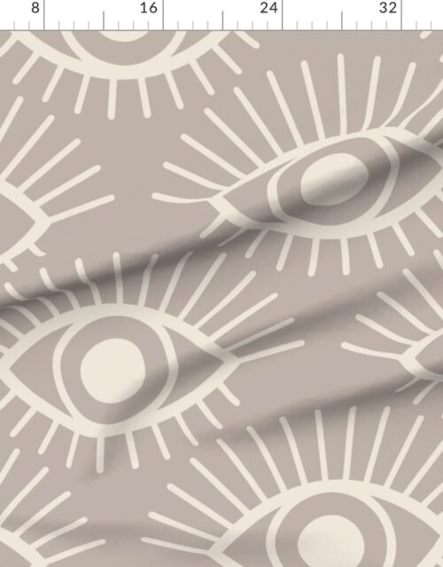 Fabric in Mystical Eye Symbols in Misty Taupe and Sandstone Cream Fabric