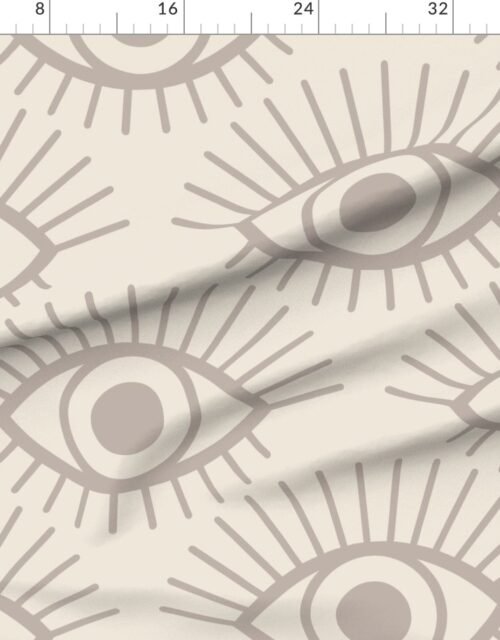 Fabric in Mystical Eye Symbols in Misty Taupe and Sandstone Cream Fabric