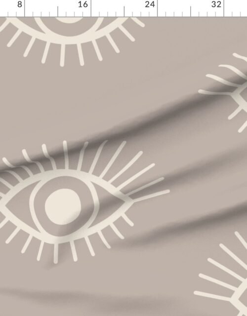 Fabric in Spaced Mystical Eye Symbols in Misty Taupe and Sandstone Cream Fabric