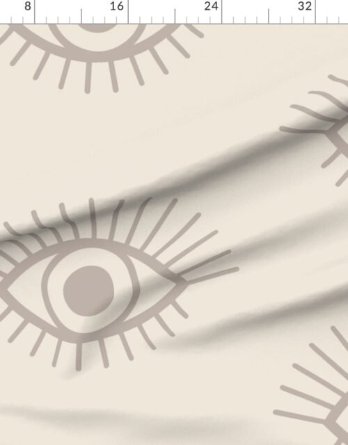 Fabric in Spaced Mystical Eye Symbols in Misty Taupe and Sandstone Cream Fabric