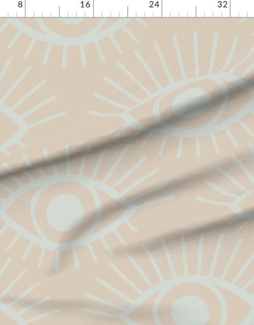 Fabric in Mystical Eye Symbols in Pale Sage Green and Driftwood Grey Fabric