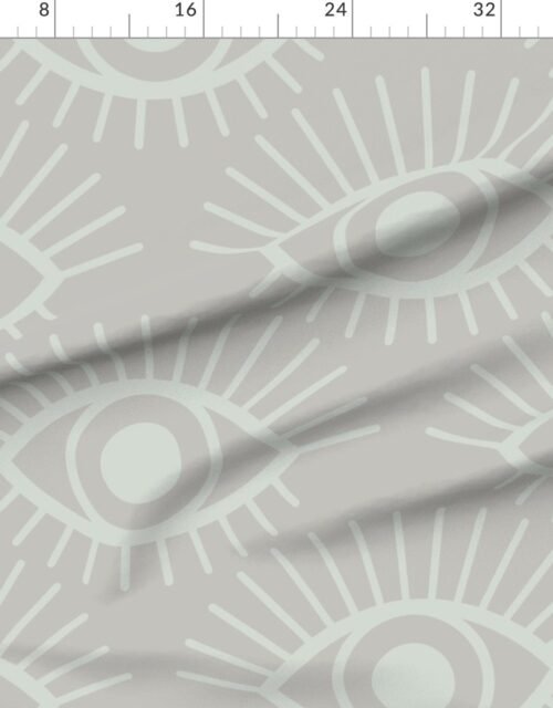 Fabric in Mystical Eye Symbols in Pale Sage Green and Driftwood Grey Fabric