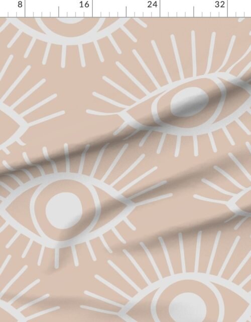 Fabric in Mystical Eye Symbols in Muted Clay Pink and Cloud Grey Fabric