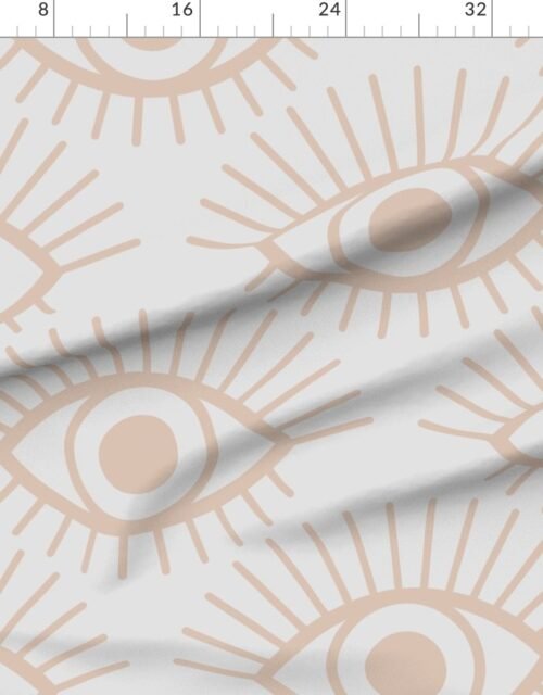 Fabric in Mystical Eye Symbols in Muted Clay Pink and Cloud Grey Fabric