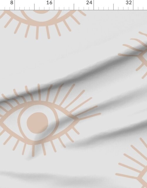 Fabric in Spaced Mystical Eye Symbols in Muted Clay Pink and Cloud Grey Fabric