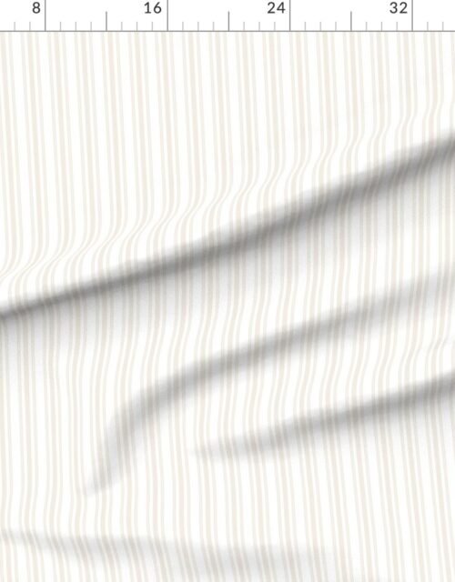 Fabric in Sandstone Cream Thin Ticking Stripes on White Fabric