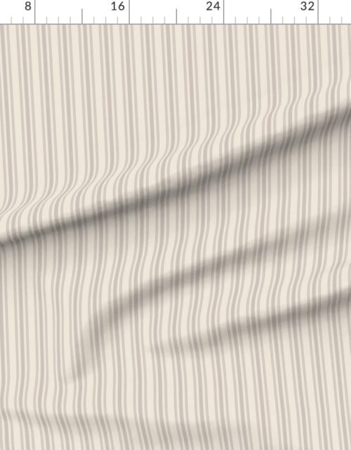 Fabric in Misty Taupe Thin Ticking Stripes on Sandstone Cream