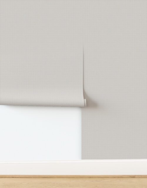 Misty Taupe Small Gingham Check Plaid Pattern Wallpaper
