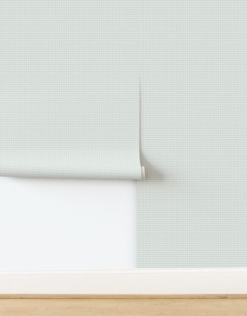 Pale Sage Small Gingham Check Plaid Pattern Wallpaper