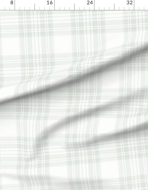 Pale Sage Green Botanical Large Traditional Tartan Plaid Pattern