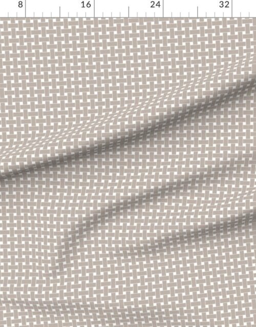 Large Misty Taupe Cane Weave Pattern on White Background