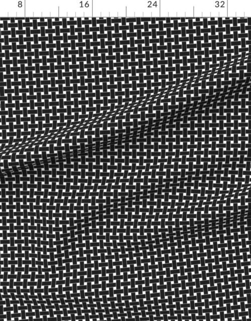 Large Black and White Cane Weave Pattern on Crisp White Background