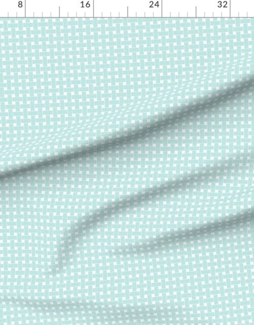 Large Pastel Sky Teal Cane Weave Pattern on White Background