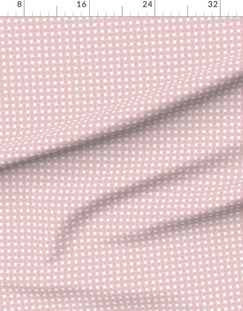 Fabric in Large Pastel Dusty Rose Cane Weave Pattern on White Background