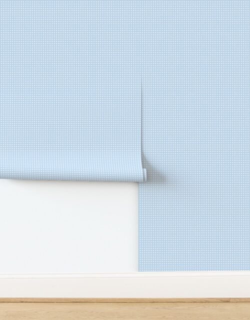 Large Pastel Baby Blue Cane Weave Pattern on White Background Wallpaper