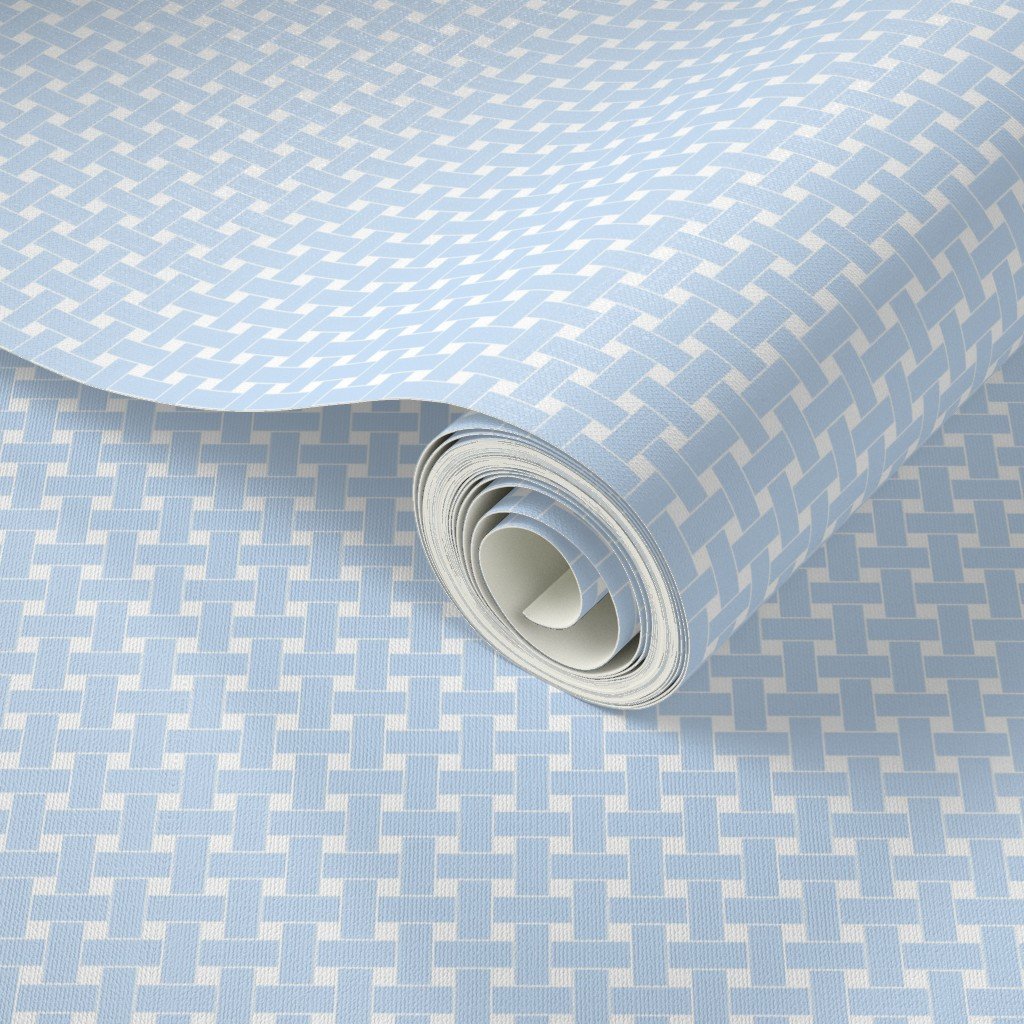 Large Pastel Baby Blue Cane Weave Pattern on White Background Wallpaper Large Pastel Baby Blue Cane Weave Pattern on White Background Wallpaper - Image 3