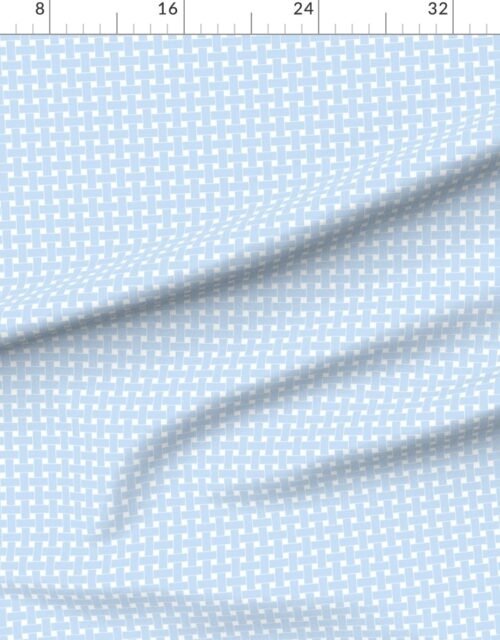 Fabric in Large Pastel Baby Blue Cane Weave Pattern on White Background