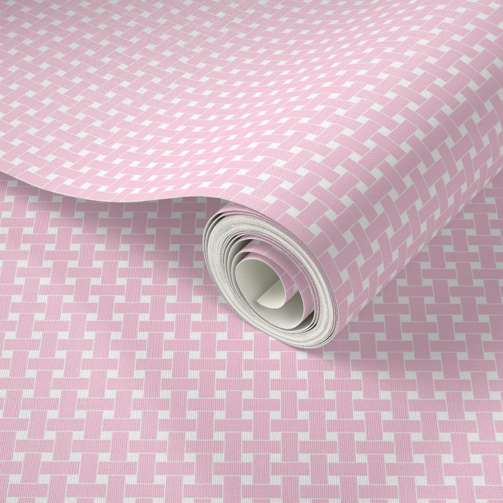 Large Pastel Baby Pink Cane Weave Pattern on White Background Wallpaper Large Pastel Baby Pink Cane Weave Pattern on White Background Wallpaper - Image 3