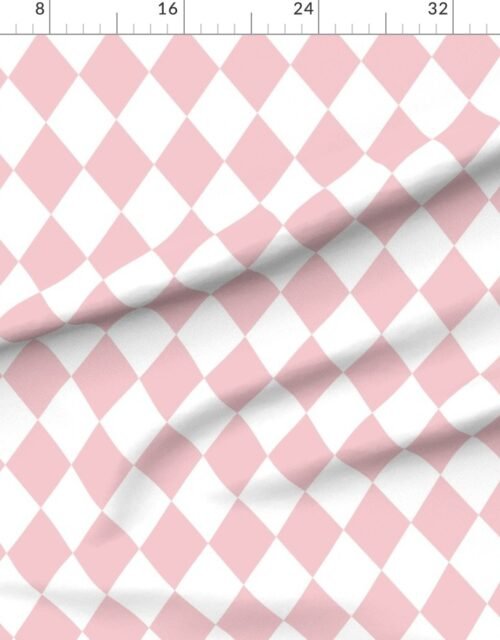 Fabric in Pastel Baby Pink Bloom Diamonds on White