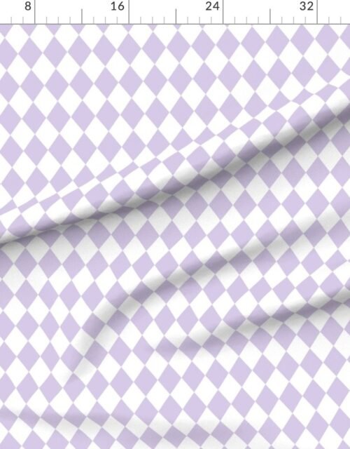Fabric in Small Pastel Lavender Mist Glow Diamonds on White
