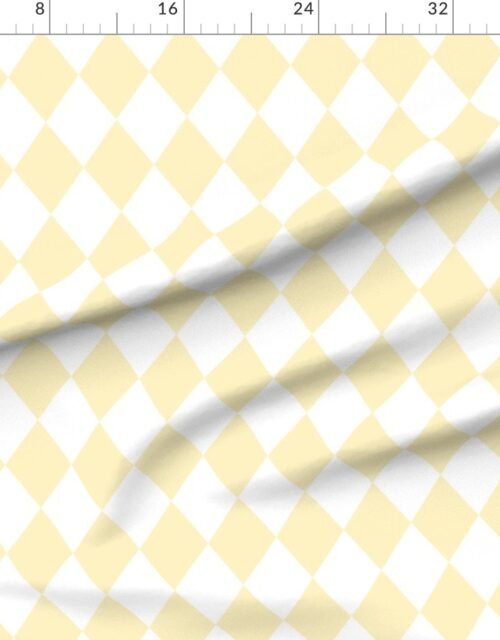 Fabric in Pastel Buttercream Yellow Shine Diamonds on White