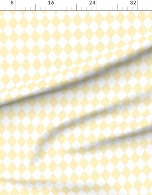 Fabric in Small Pastel Buttercream Yellow Shine Diamonds on White